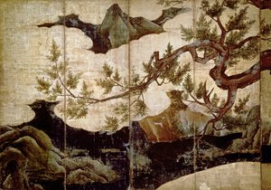 Cypress by Kano Eitoku, Muromanchi period (from an eight-fold screen)